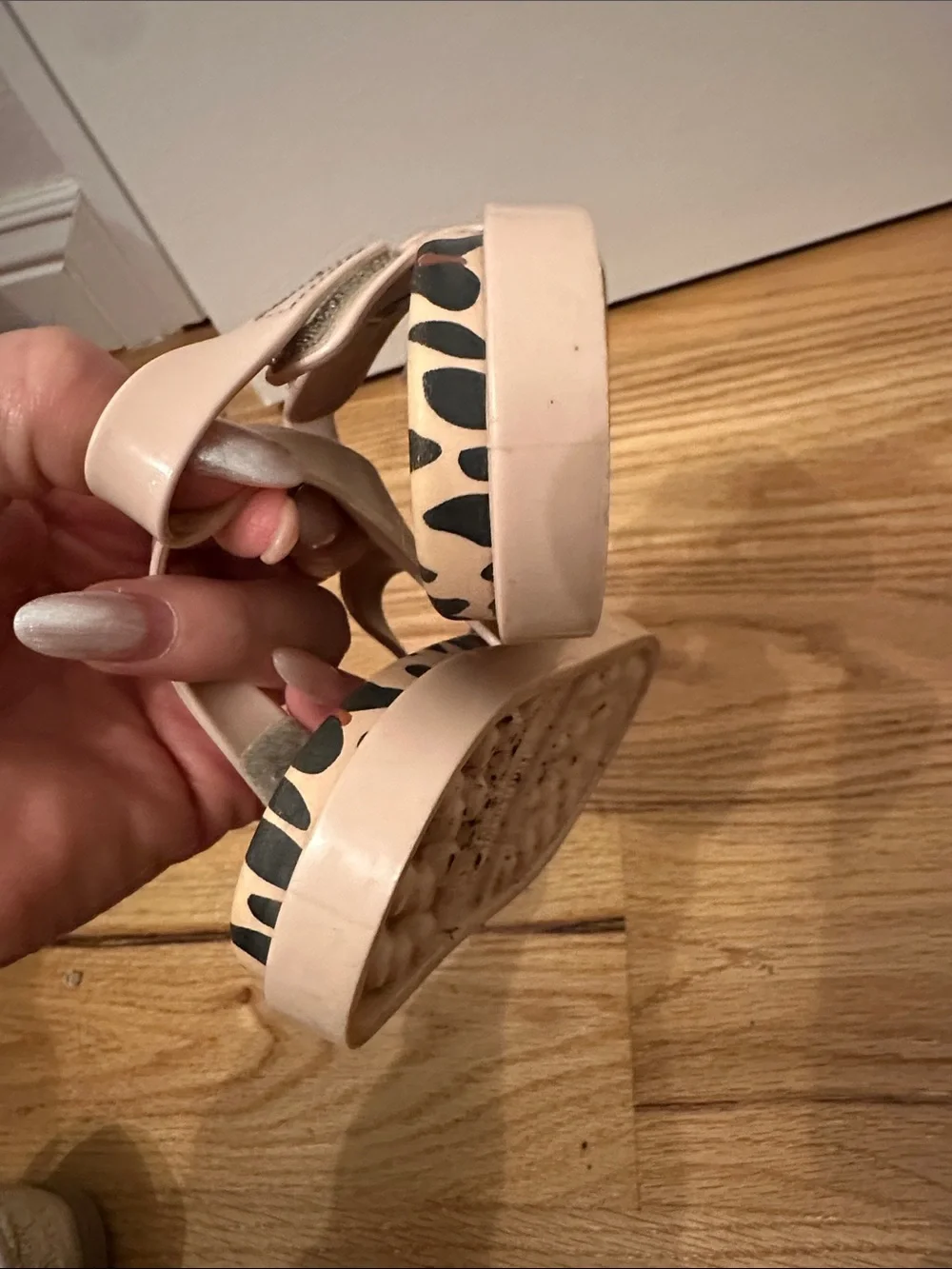 Mini Melissa Girls Beige Sandals with Leopard-Print Insole